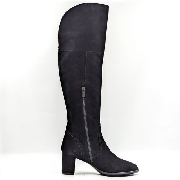 Aquatalia Women Barbera Black Suede OTK Block Heel Boots size 11 - Picture 6 of 12